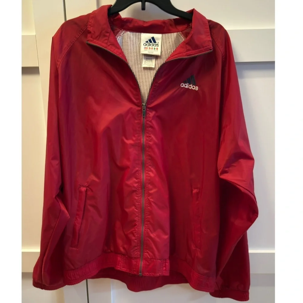 Adidas Windbreaker Jacket Hooded spring Large Chest 53” Excellent Condition